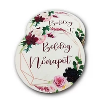 VRT1276LDLK Tábla fa Boldog Nőnapot fehér virágos D7 LV