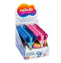 NBT8093PIIS Olló, hegyes, iskolai, ergonomikus, 14 cm, színes kínálóban, Nebulo