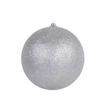DDK8623LDLK Gömb glitteres műanyag 13,5cm ezüst 278623