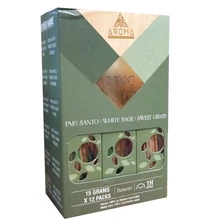 ARM9072FSLD AROMA TRIO Füstölő 15g x 12db/dob. PALO SANTO+WHITE SAGE+SWEET GRASS