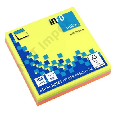 PTR8070PIID Öntapadós jegyzettömb Info Notes 75x75 mm 100 lapos 