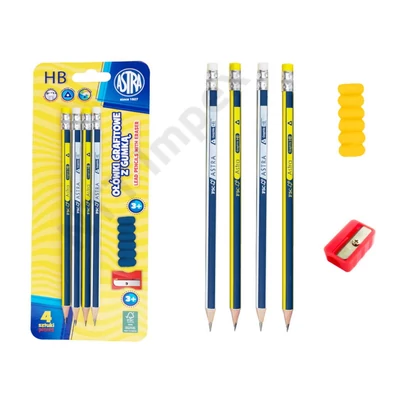 LZC3906PIIS Astra Grafit radíros ceruza HB 4db-os + hegyező