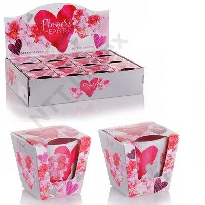 BRT5671GYPO Bartek poharas gyertya 115 gr FLOWERS HEARTS 12db/cs