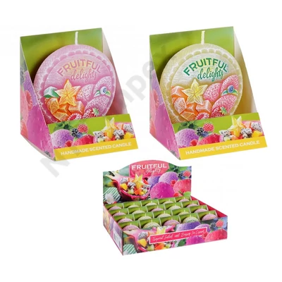 BRT6962GYDI Díszgyertya  75mm Tutti Frutti 20db/cs