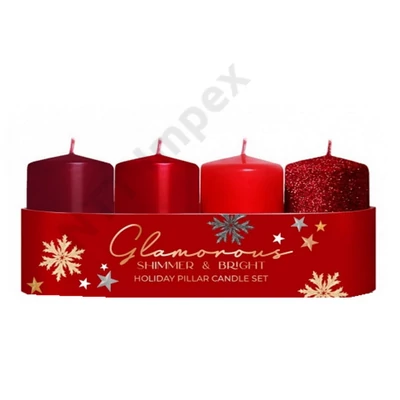 BRT8068GYKA ADVENTI Gyertya Glamours 40x70mm 4db-os Piros