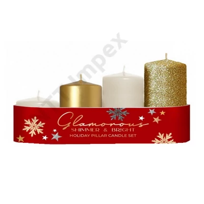 BRT8074GYKA ADVENTI Gyertya Glamours 40x55/70/85/100mm 4db-os Arany