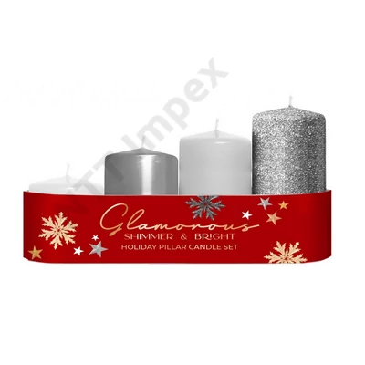 BRT8075GYKA ADVENTI Gyertya Glamours 40x55/70/85/100mm 4db-os Szürke