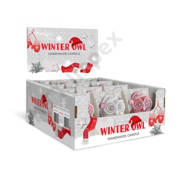 BRT8176GYDI Díszgyertya Winter Owl figurka Box 100mm 12db/dob.