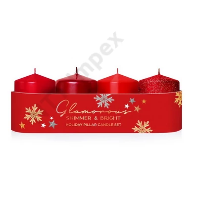 BRT8393GYKA ADVENTI Gyertya Glamours 50x70mm 4db-os Piros
