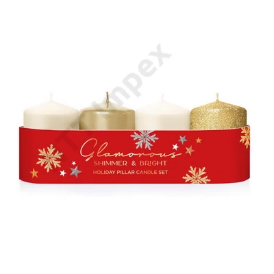 BRT8394GYKA ADVENTI Gyertya Glamours 50x70mm 4db-os Arany