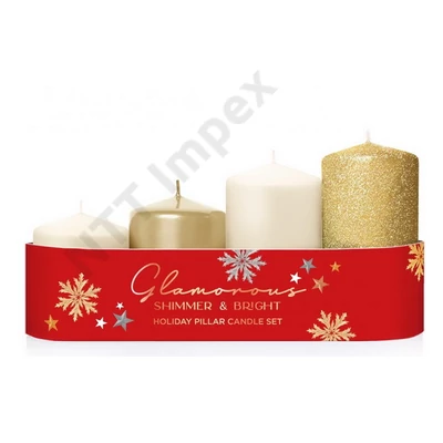 BRT8398GYKA ADVENTI Gyertya Glamours 50x55/70/85/100mm 4db-os Arany