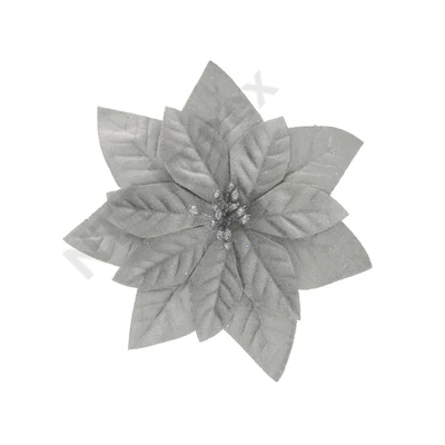 DDK9246LDLK Mikulásvirág csipeszes textil 16CM ezüst DD59246