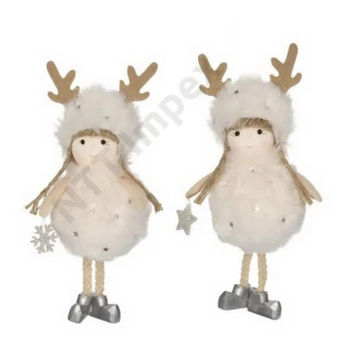 DDK9836LDLK Kislány agancsos akasztós sapkában textil 15cm DD59836