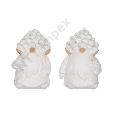 DDK2246LDLK Manó tobozzal glitteres poly 5x5x8 cm fehér 2 féle DD62246