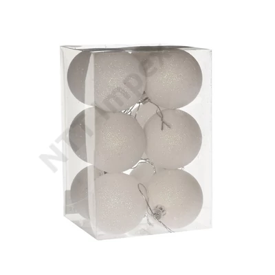 DDK3105LDLK Gömb dobozban műa.6cm fehér glitteres DD63105
