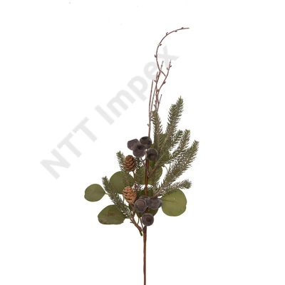 DDK3293LDLK Bogyós ág tobozzal,levéllel műanyag,polyfoam 52cm DD63293