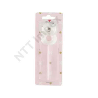 DDK7016GYTR Szülinapi számgyertya 8-s betűzős parafin 5cm fehér DD67016