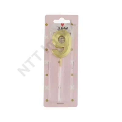DDK7037GYTR Szülinapi számgyertya 9-s betűzős parafin 5cm arany DD67037