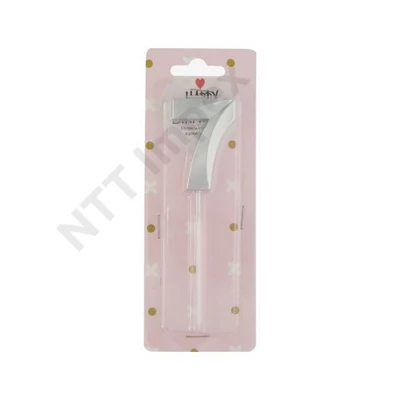 DDK7045GYTR Szülinapi számgyertya 7-s betűzős parafin 5cm ezüst DD67045