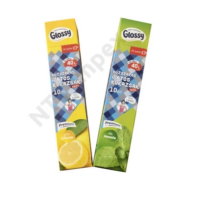 GLS8916HKSS Glossy húzózáras kukazsák illatos 40l Citrom/üde menta