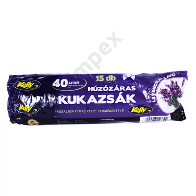 KEL2334HKEE Kelly húzózárás kukazsák 40l levendulás