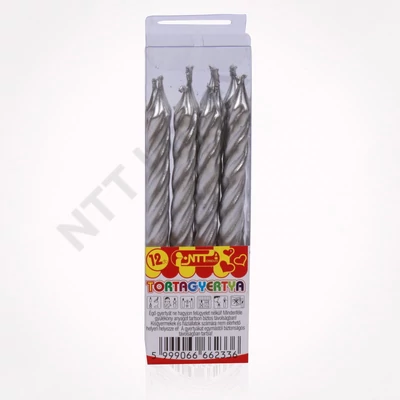 FST6233GYTR Tortagyertya Ezsüst Metál 12 db-os  FST6233
