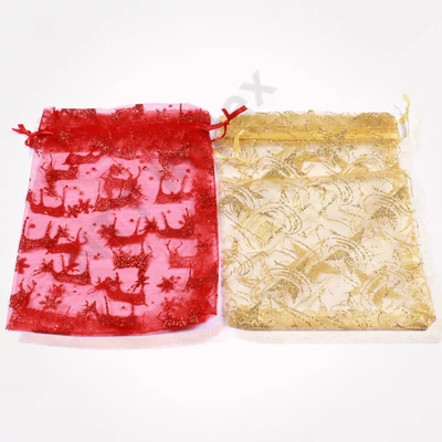 HKC6582CSOR Egyszínű Glitteres Organza tasak 12x17,5cm 12db/cs