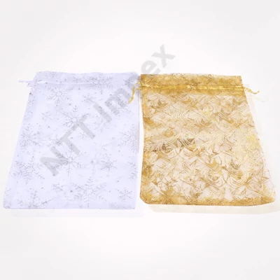 HKC6583CSOR Egyszínű Glitteres Organza tasak 17x23,5cm 12db/cs