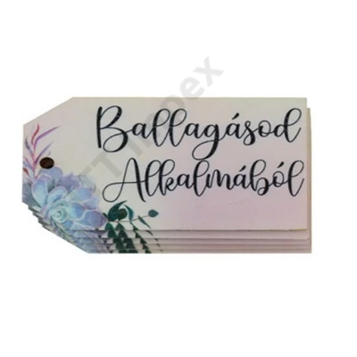 VRT0016LDLK Tábla fa Biléta-ballagásod alkalmából (rózsaszín) 3,7*6,9cm LV
