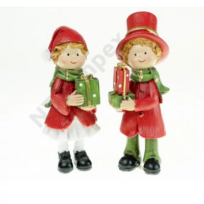 VRT8351LDLK Figura fiú/lány poly 12cm csomagokkal piros MX233058-4.5