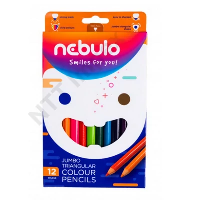 NBT8002PIIS Színes ceruza készlet, jumbo háromszögletű, 12 színes, Nebulo