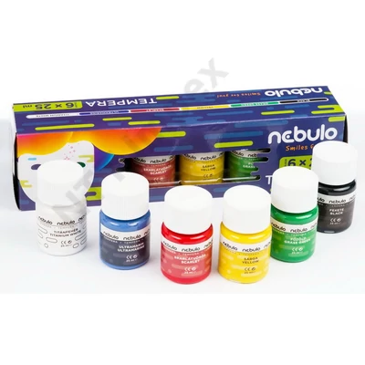 NBT8229PIIS Tempera készlet, tégelyes, 25 ml-es, 6 színes, Nebulo