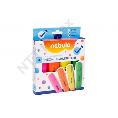 NBT8274PIIS Szövegkiemelő  készlet, 4 neon szín, Nebulo