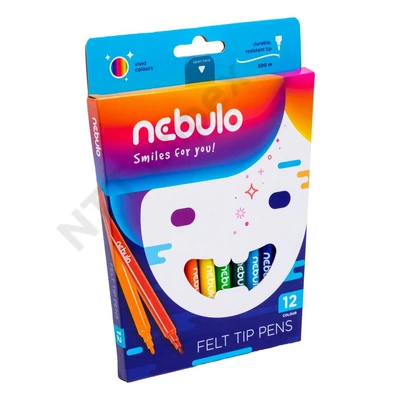 NBT3032PIIS Filctoll készlet, 12 színes, vízbázisú, Nebulo