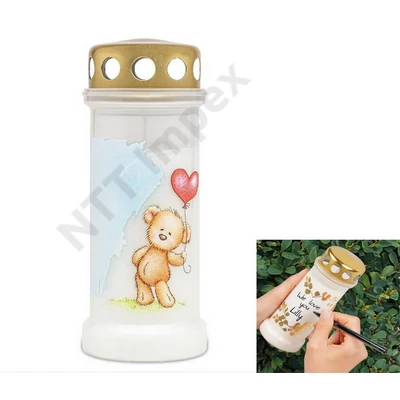 BLS8910GYKG Bolsius kegyeleti gyertya NR6L Teddy bear WHI 12db/cs