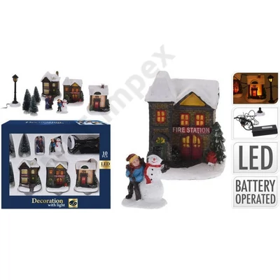KPM5574LDLK Karácsonyfalu modell LED világító dekoráció ABG100030