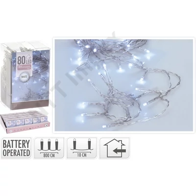 KPM9952LDLK LED-es fényfüzér beltéri, 80 LED, 8m, fehér AX9800080