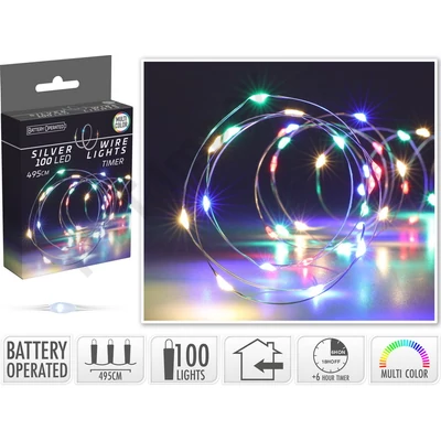 KPM6783LDLK LED fényfüzér, ezüst vezetékkel, 100 mikro LED, 495cm, többszínű AX9732130