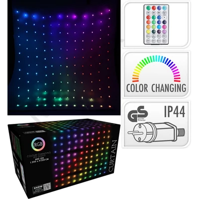 KPM3188LDLK LED-es függönyfény, 200 LED, 2mx2m, többszínű AGB000250