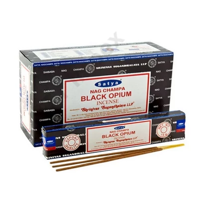STY0521FSLD Satya Füstölő 12db/dob. Nag Champa BLACK OPIUM