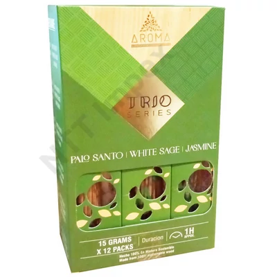 ARM9063FSLD AROMA TRIO Füstölő 15g x 12db/dob. PALO SANTO+WHITE SAGE+JASMINE