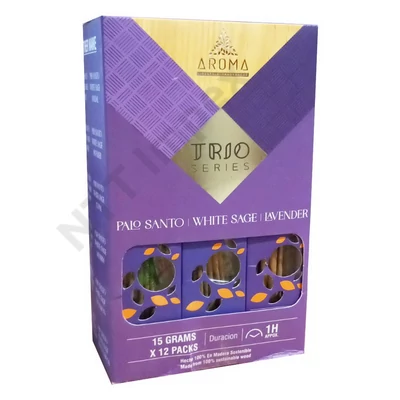 ARM9064FSLD AROMA TRIO Füstölő 15g x 12db/dob. PALO SANTO+WHITE SAGE+LAVENDER