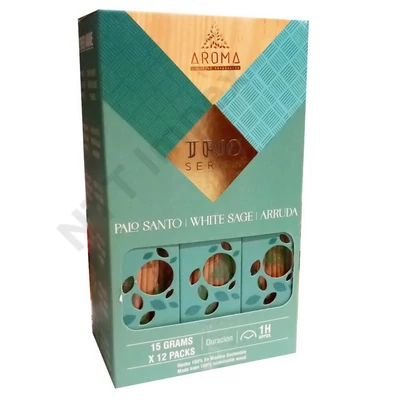 ARM9065FSLD AROMA TRIO Füstölő 15g x 12db/dob. PALO SANTO+WHITE SAGE+ARRUDA