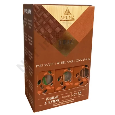 ARM9068FSLD AROMA TRIO Füstölő 15g x 12db/dob. PALO SANTO+WHITE SAGE+CINNAMON