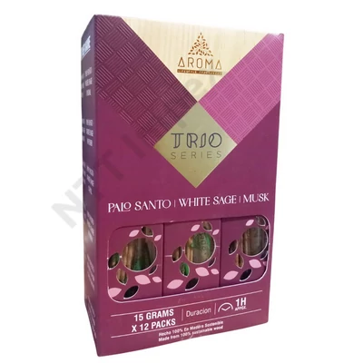 ARM9069FSLD AROMA TRIO Füstölő 15g x 12db/dob. PALO SANTO+WHITE SAGE+MUSK