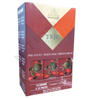 ARM9071FSLD AROMA TRIO Füstölő 15g x 12db/dob. PALO SANTO+WHITE SAGE+DRAGON BLOOD